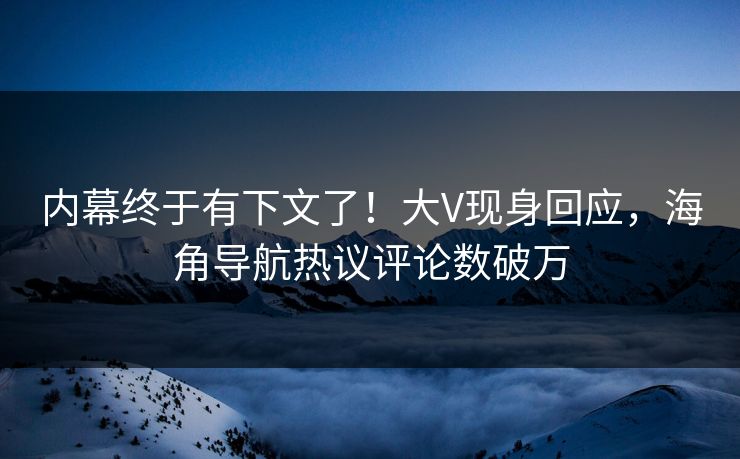 内幕终于有下文了！大V现身回应，海角导航热议评论数破万