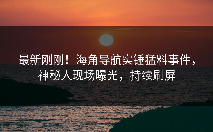 最新刚刚！海角导航实锤猛料事件，神秘人现场曝光，持续刷屏