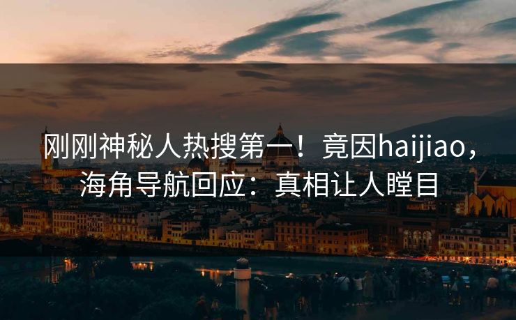 刚刚神秘人热搜第一！竟因haijiao，海角导航回应：真相让人瞠目