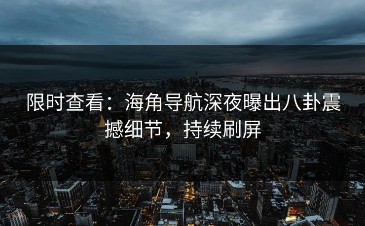 限时查看：海角导航深夜曝出八卦震撼细节，持续刷屏