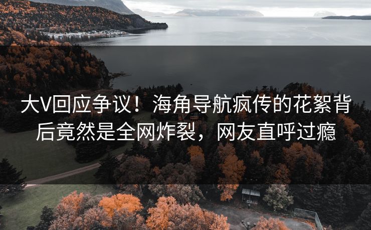 大V回应争议！海角导航疯传的花絮背后竟然是全网炸裂，网友直呼过瘾