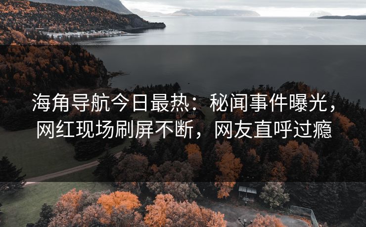 海角导航今日最热：秘闻事件曝光，网红现场刷屏不断，网友直呼过瘾