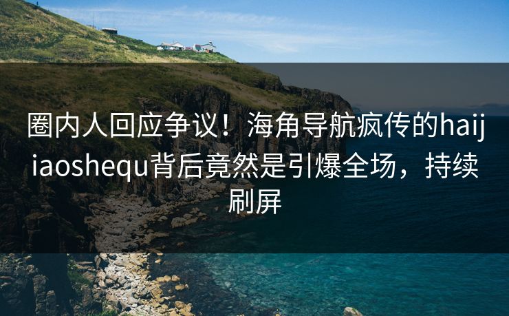 圈内人回应争议！海角导航疯传的haijiaoshequ背后竟然是引爆全场，持续刷屏