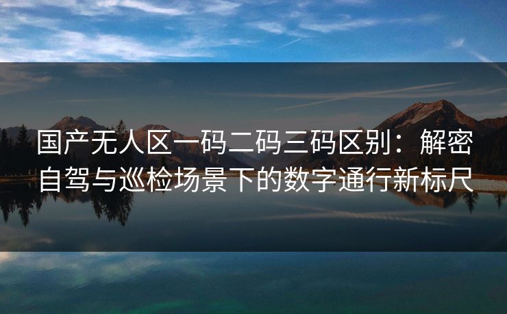 国产无人区一码二码三码区别：解密自驾与巡检场景下的数字通行新标尺